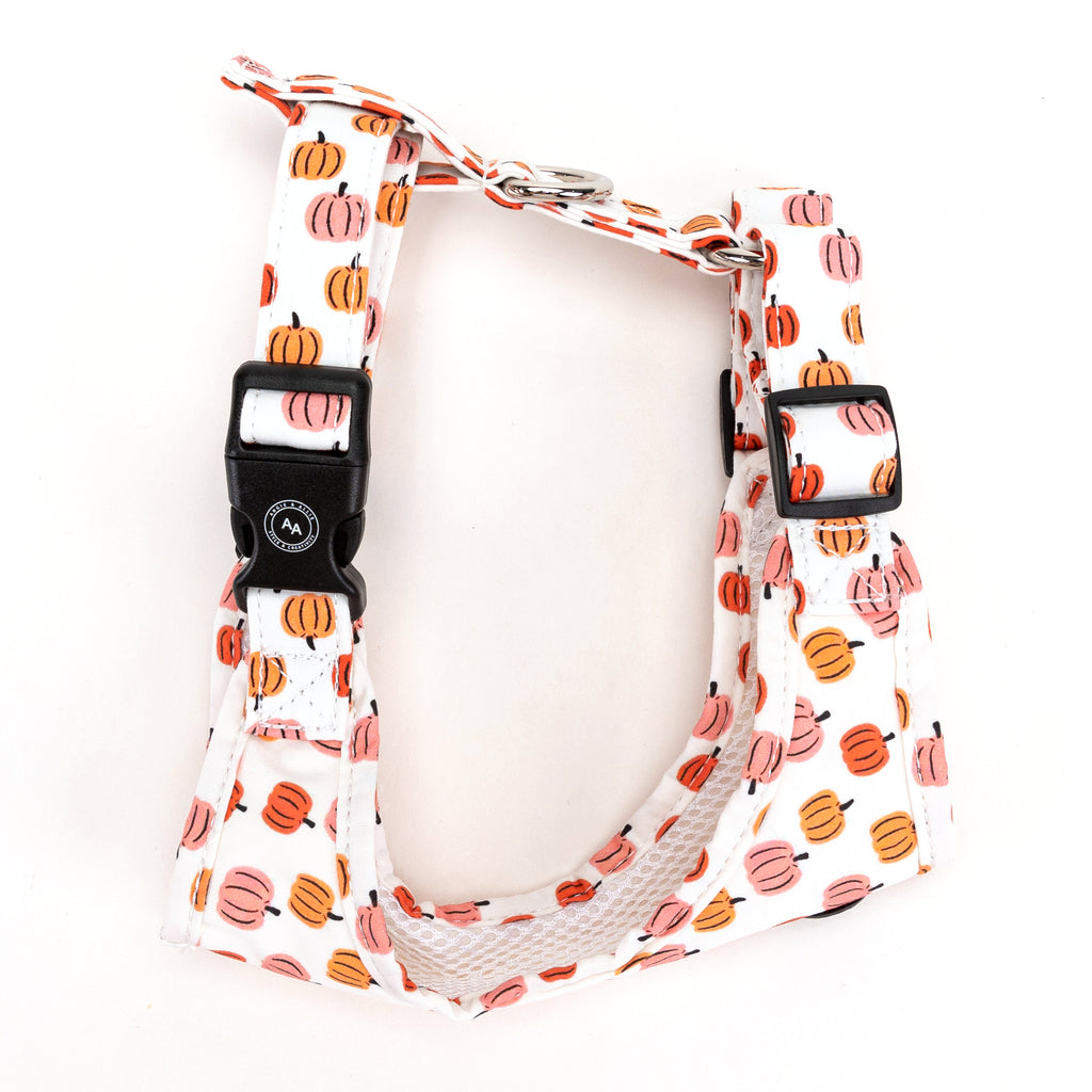 100% Cotton Adjustable No Pull Dog Harness Silver Love Halloween side