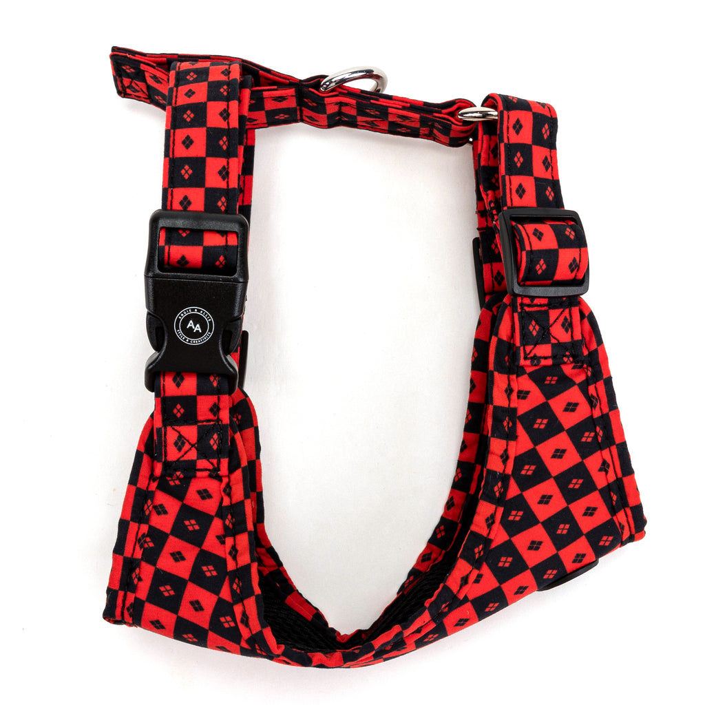 100% Cotton Adjustable No Pull Dog Harness Silver Harley Quinn side