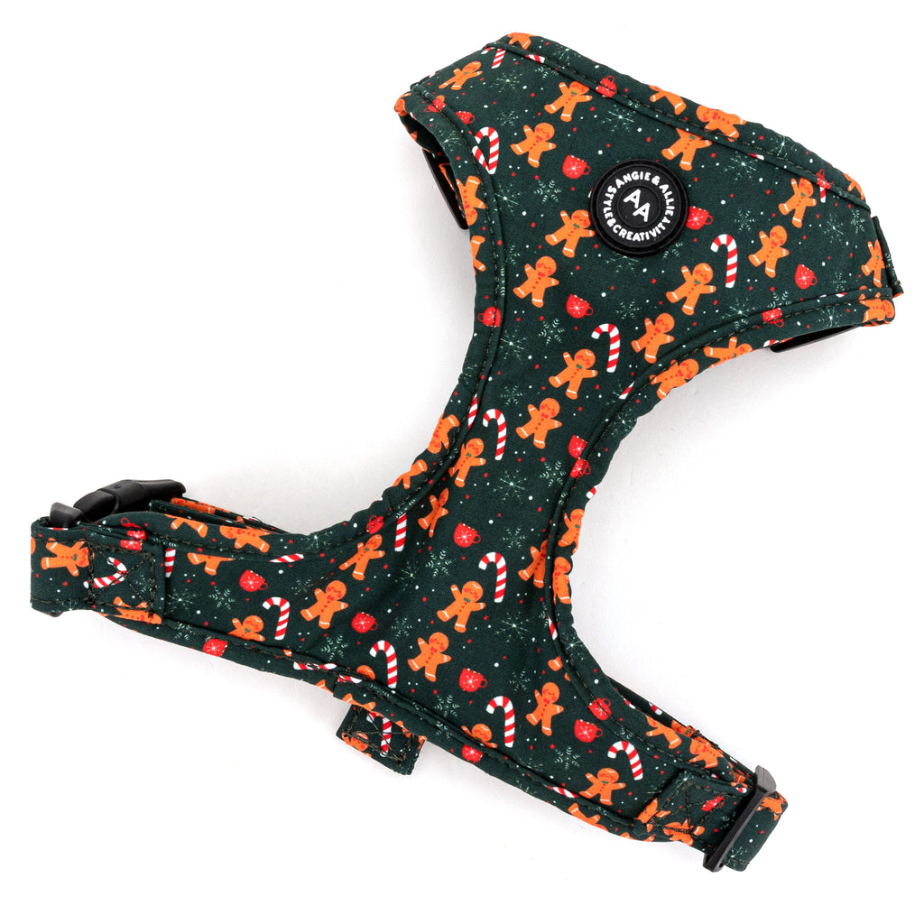 100% Cotton Christmas Dog Harness silver Wishes Bear main