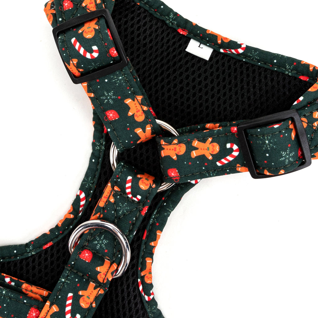 100% Cotton Christmas Dog Harness silver Wishes Bear buckle