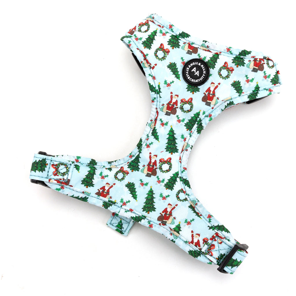 100% Cotton Adjustable No Pull Dog Harness Silver   Santa Claus main