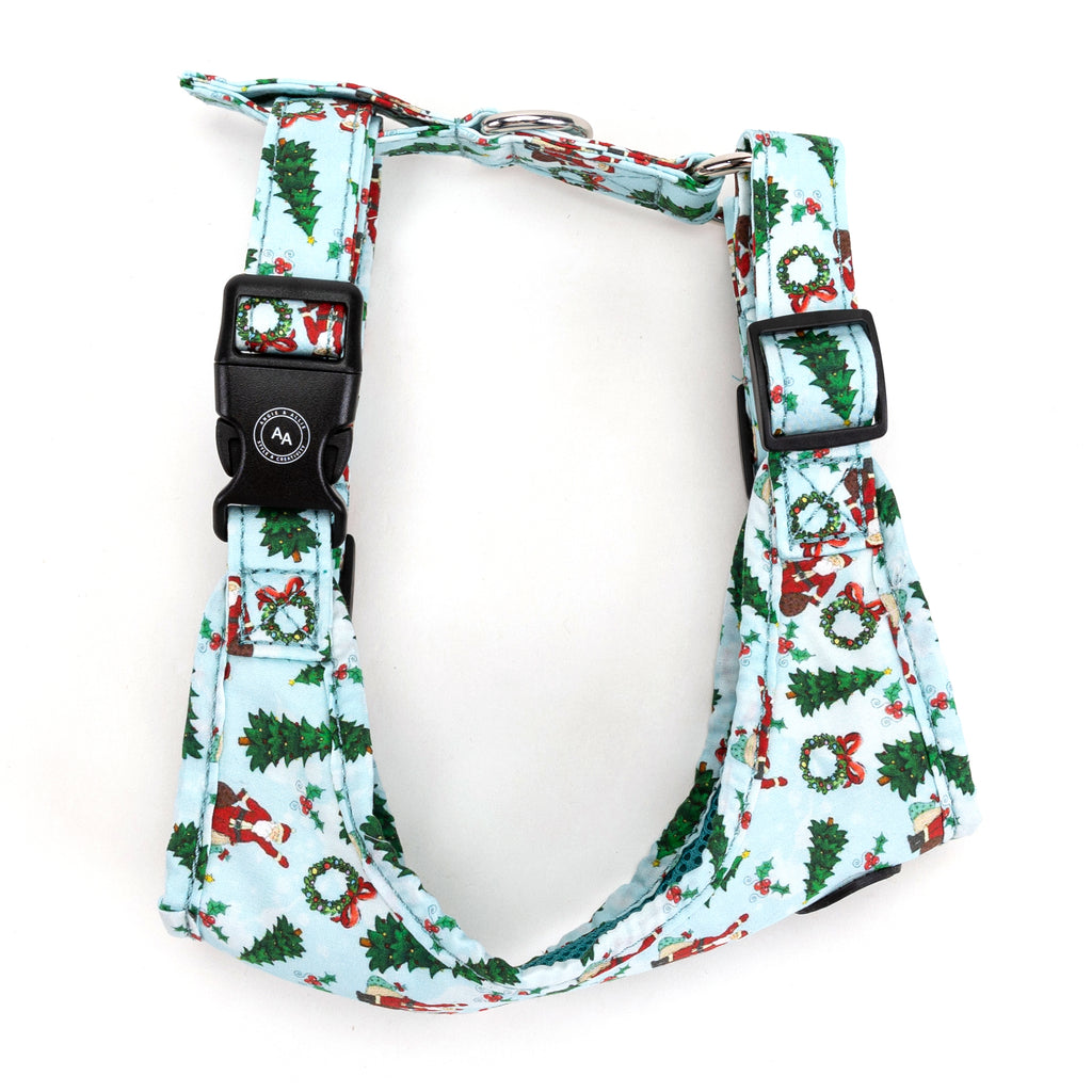 100% Cotton Adjustable No Pull Dog Harness Silver   Santa Claus side