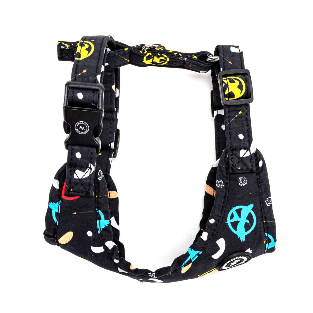 100% Cotton Adjustable No Pull Dog Harness Silver Hunger games side