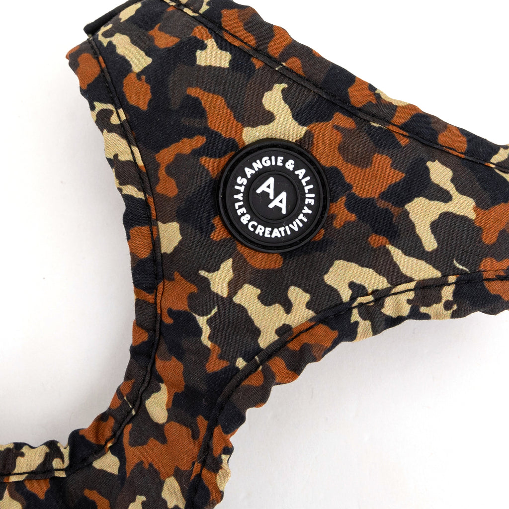 100% Cotton Adjustable No Pull Dog Harness Silver  Camo detail