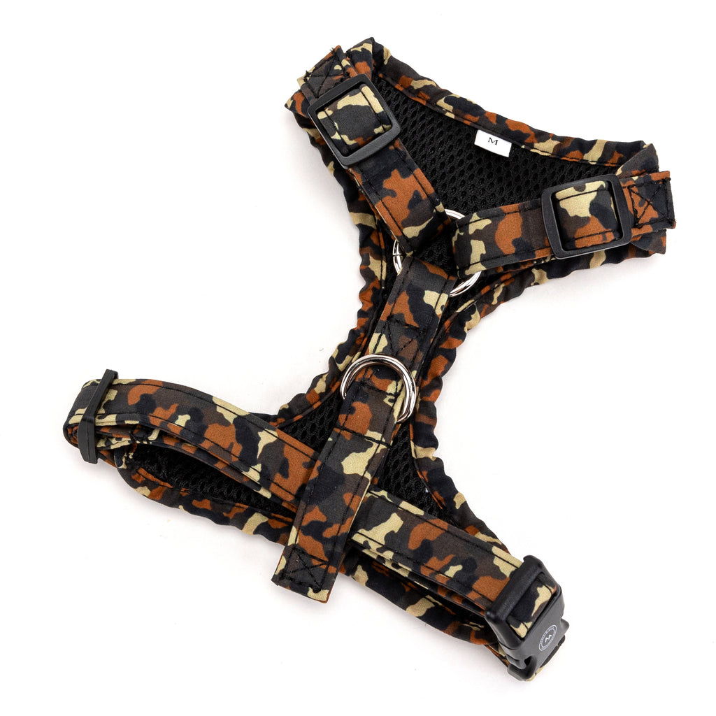 100% Cotton Adjustable No Pull Dog Harness Silver  Camo back