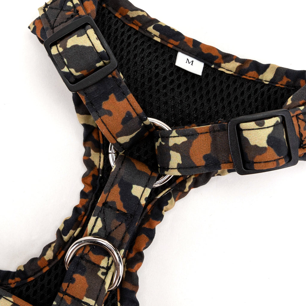 100% Cotton Adjustable No Pull Dog Harness Silver  Camo buckle