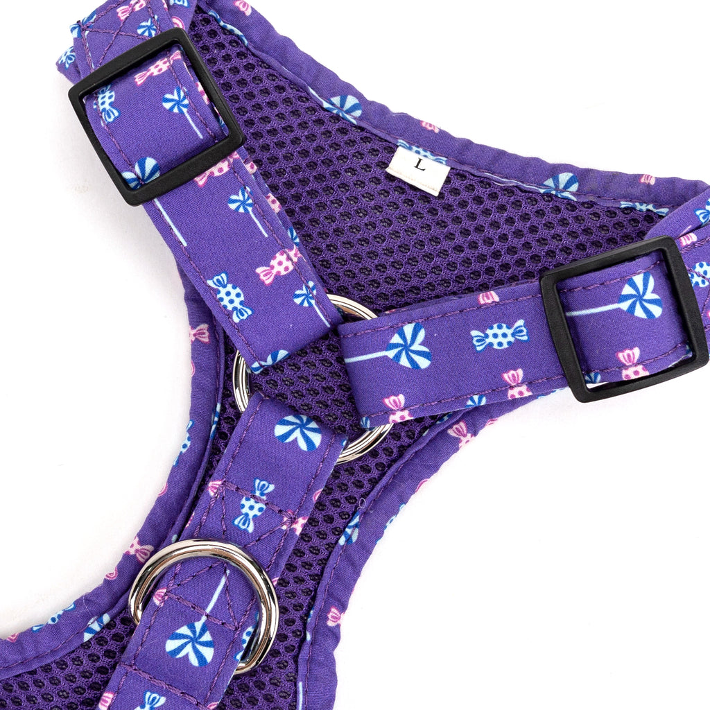 Adjustable No Pull Purple Dog Harness With Silver  Lollipop buckle