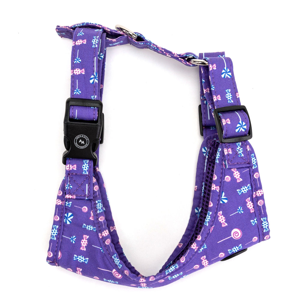 Adjustable No Pull Purple Dog Harness With Silver  Lollipop  side