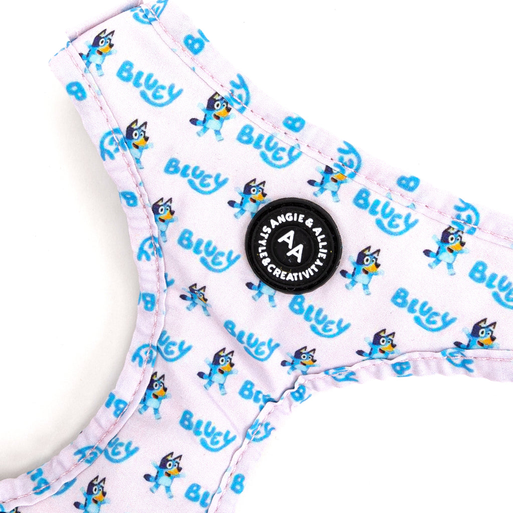 100% Cotton Adjustable No Pull Dog Harness Silver  Bluey detail