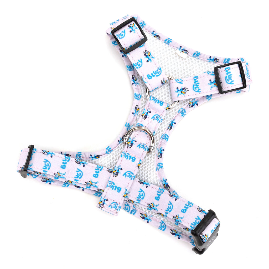100% Cotton Adjustable No Pull Dog Harness Silver  Bluey back