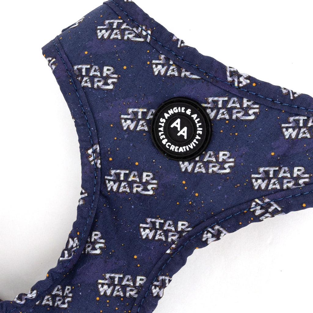100% Cotton Adjustable No Pull Dog Harness Silver Star Wars detail