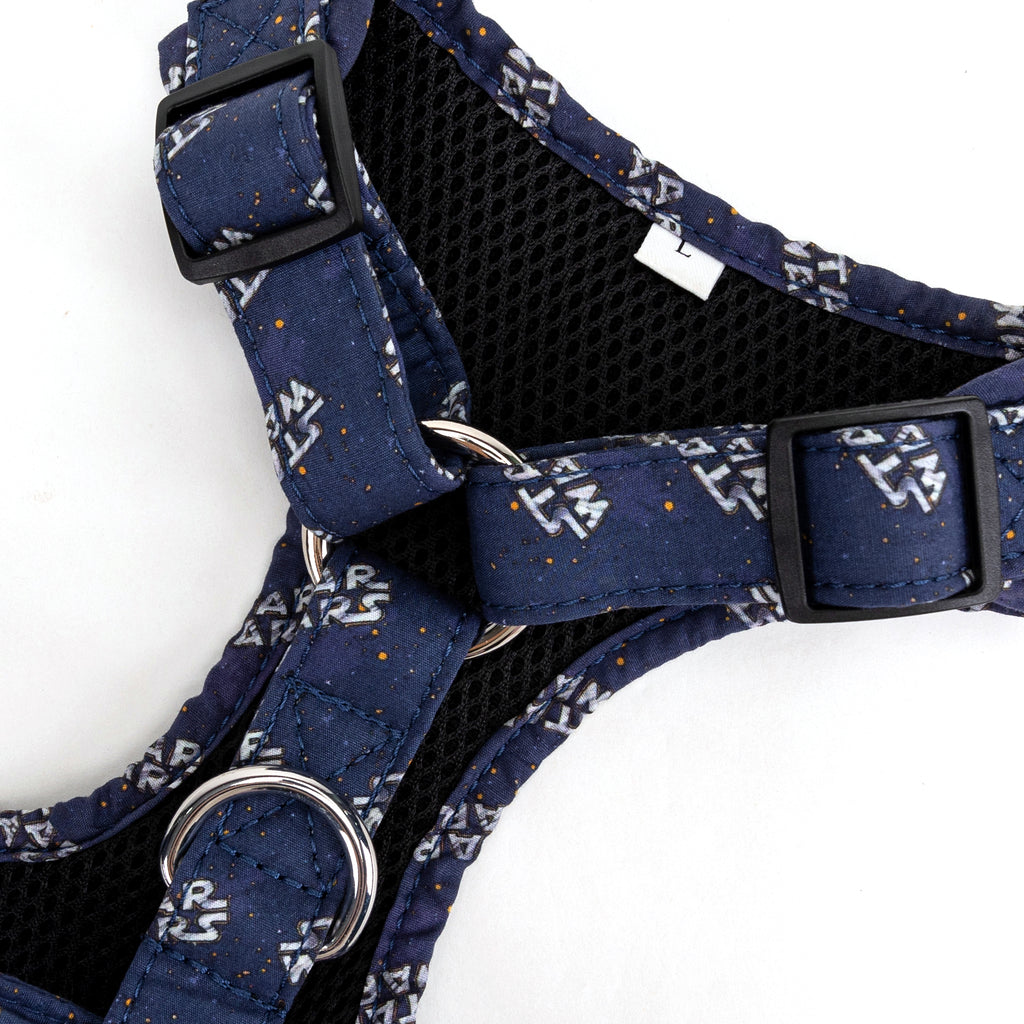 100% Cotton Adjustable No Pull Dog Harness Silver Star Wars buckle