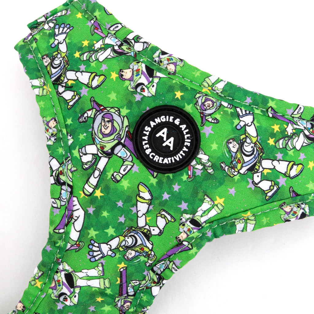 100% Cotton Adjustable No Pull Dog Harness Silver  Buzz Lightyear detail