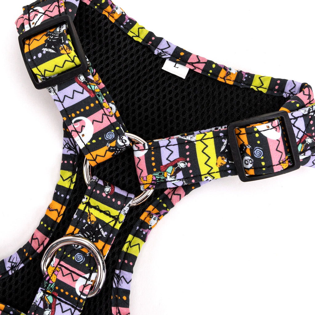 100% Cotton Adjustable No Pull Dog Harness Silver The nightmare before Christmas buckle