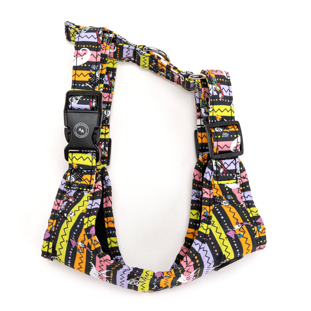 100% Cotton Adjustable No Pull Dog Harness Silver The nightmare before Christmas side