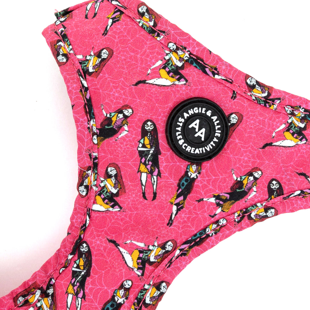 100% Cotton Adjustable No Pull Dog Harness Silver  Sally the nightmare before Christmas detail