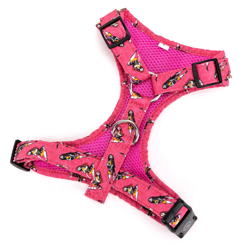 100% Cotton Adjustable No Pull Dog Harness Silver  Sally the nightmare before Christmas back