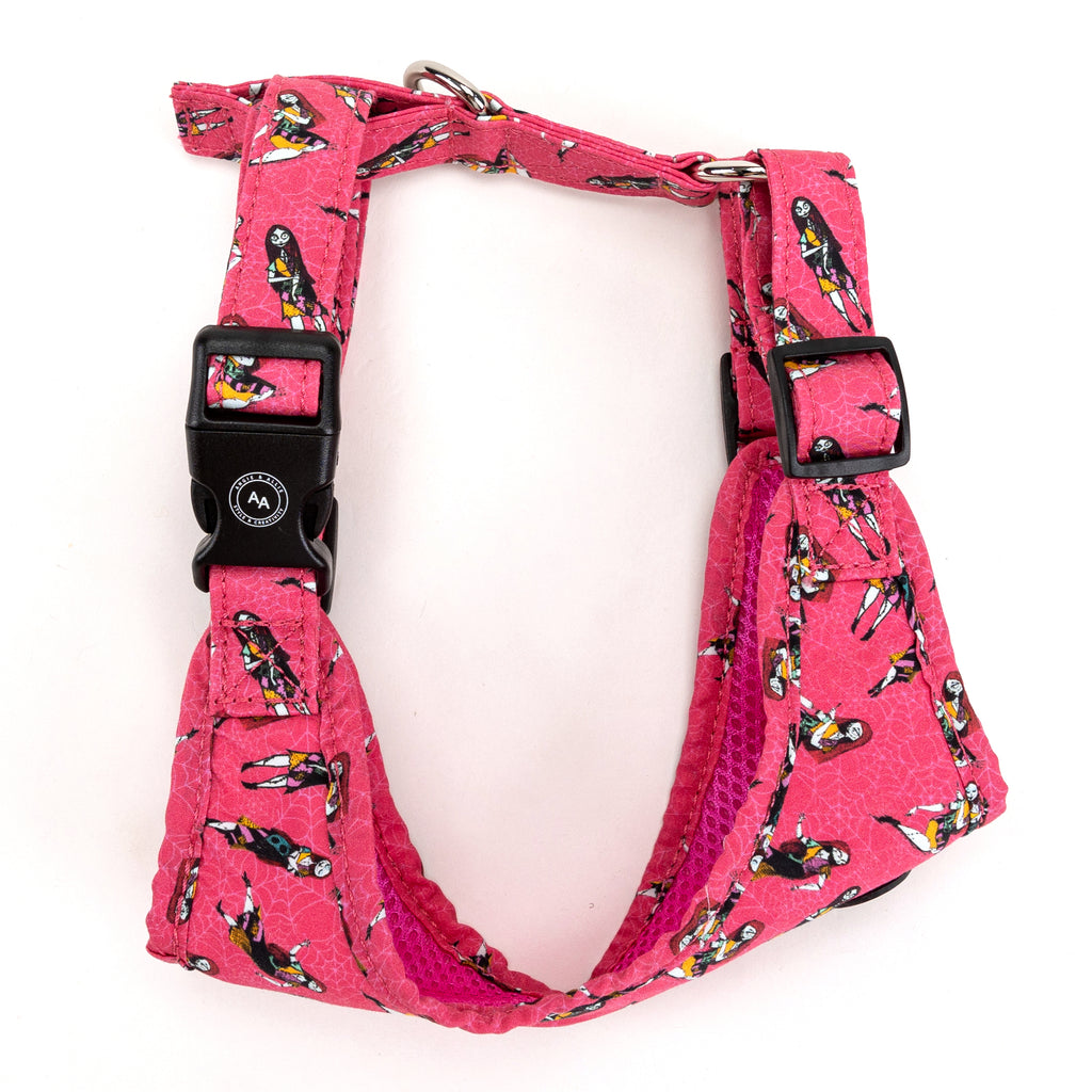 100% Cotton Adjustable No Pull Dog Harness Silver  Sally the nightmare before Christmas side