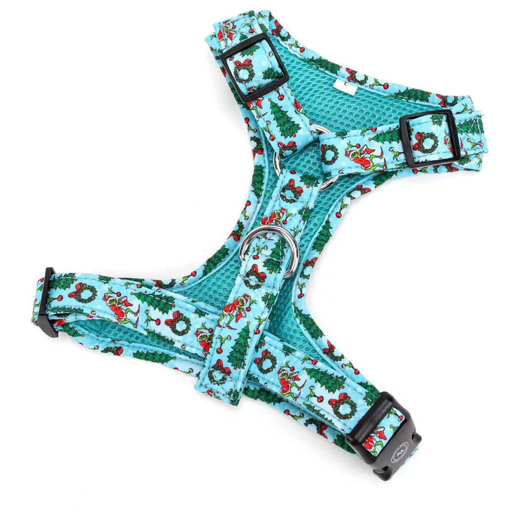 100% Cotton Adjustable No Pull Dog Harness Silver   The Grinch back