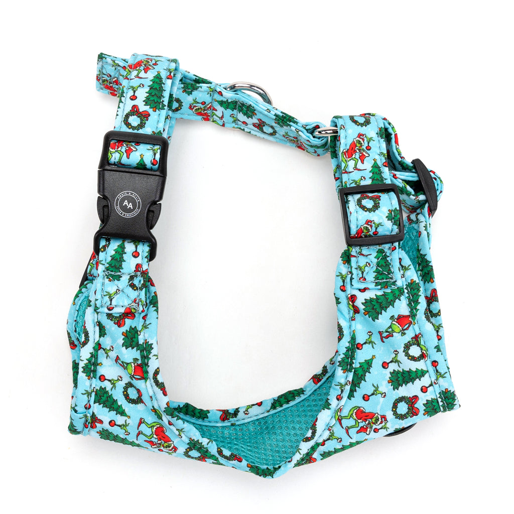 100% Cotton Adjustable No Pull Dog Harness Silver   The Grinch side