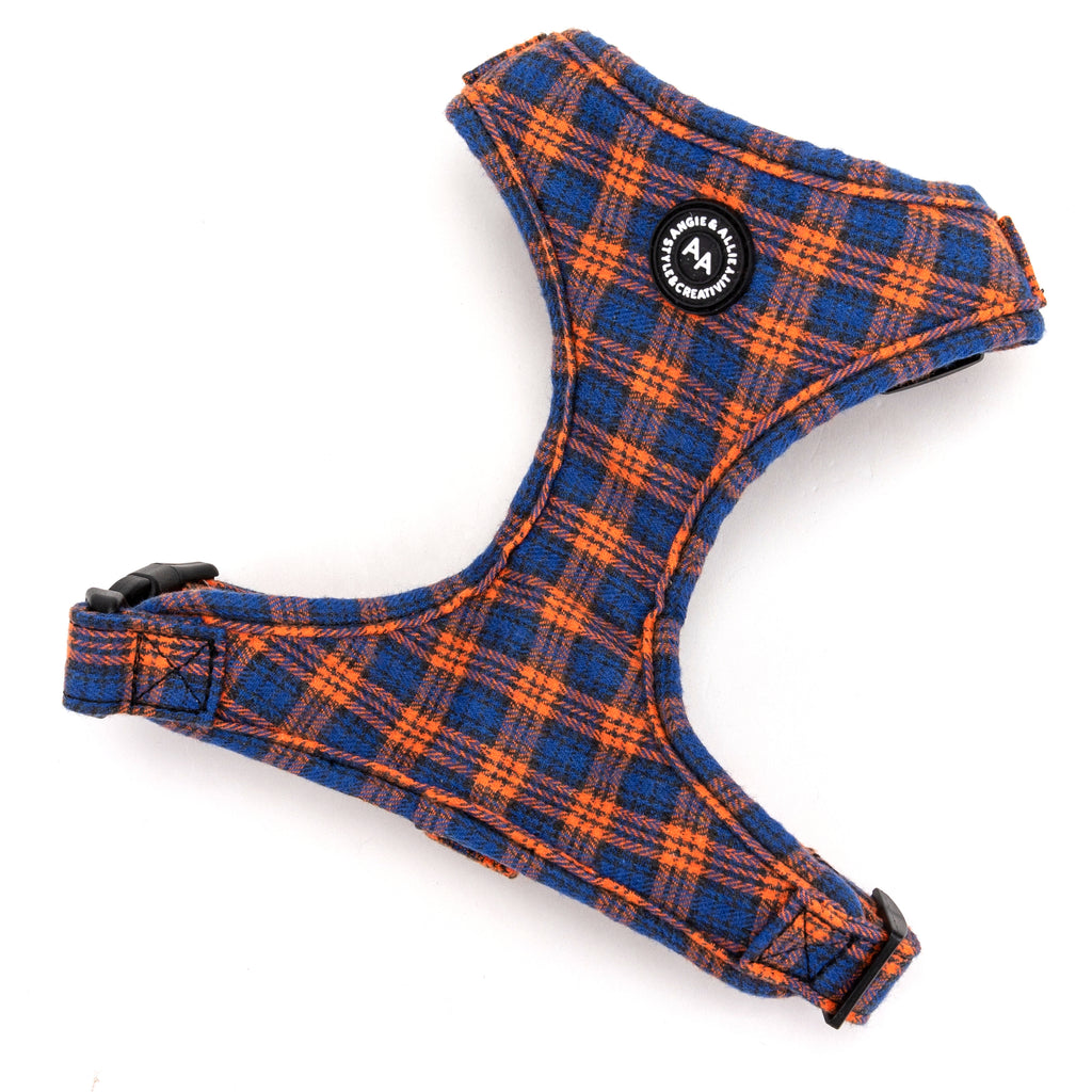 100% Cotton Adjustable No Pull Dog Harness Silver   MacDonald Orange & Blue main