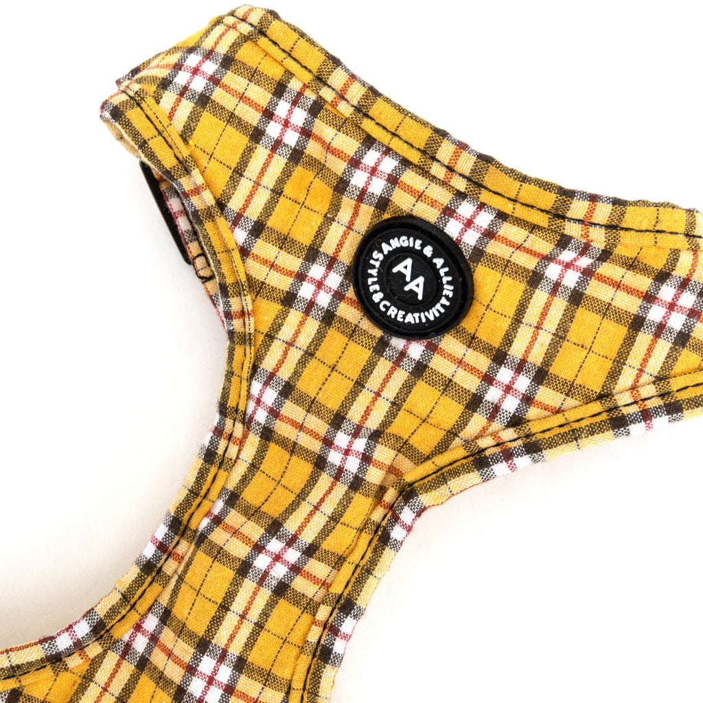 100% Cotton Adjustable No Pull Dog Harness Silver  MacPherson Hunting Yellow detail