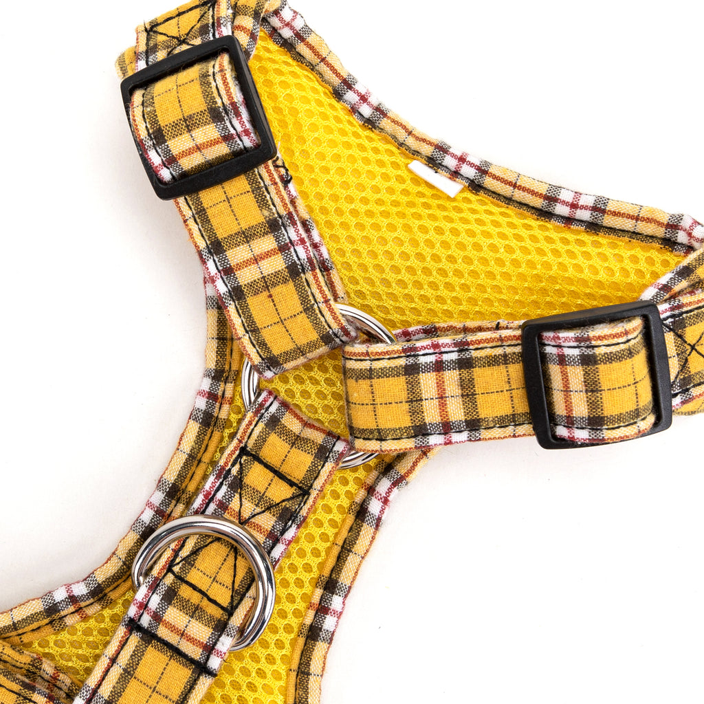 100% Cotton Adjustable No Pull Dog Harness Silver  MacPherson Hunting Yellow buckle