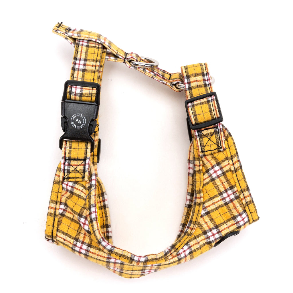 100% Cotton Adjustable No Pull Dog Harness Silver  MacPherson Hunting Yellow side