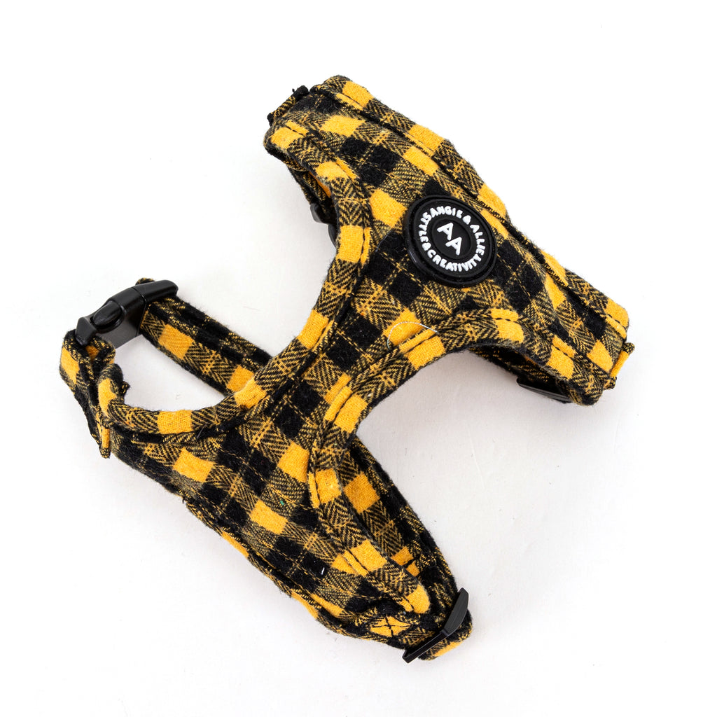 100% Cotton Adjustable No Pull Dog Harness Rose Gold  Black Watch Yellow main