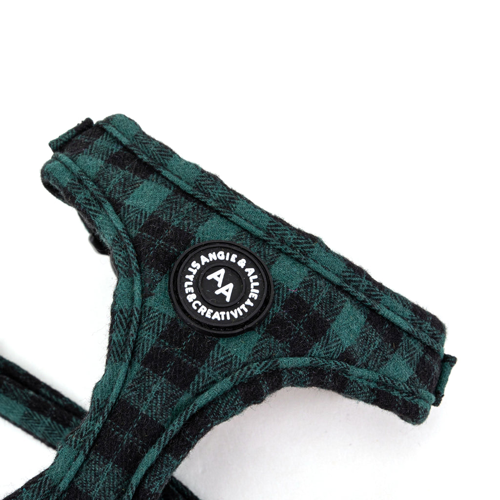 100% Cotton Adjustable No Pull Dog Harness Rose Gold  Black Watch Army detail