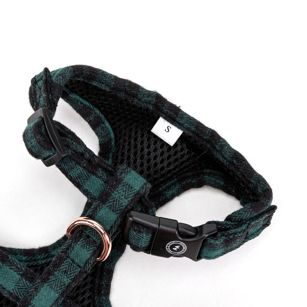 100% Cotton Adjustable No Pull Dog Harness Rose Gold  Black Watch Army buckle