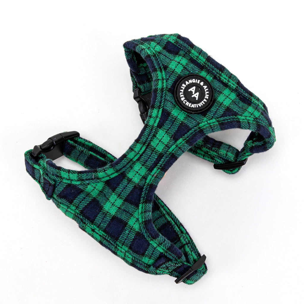 100% Cotton Adjustable No Pull Dog Harness Rose Gold  Black Watch Lime main