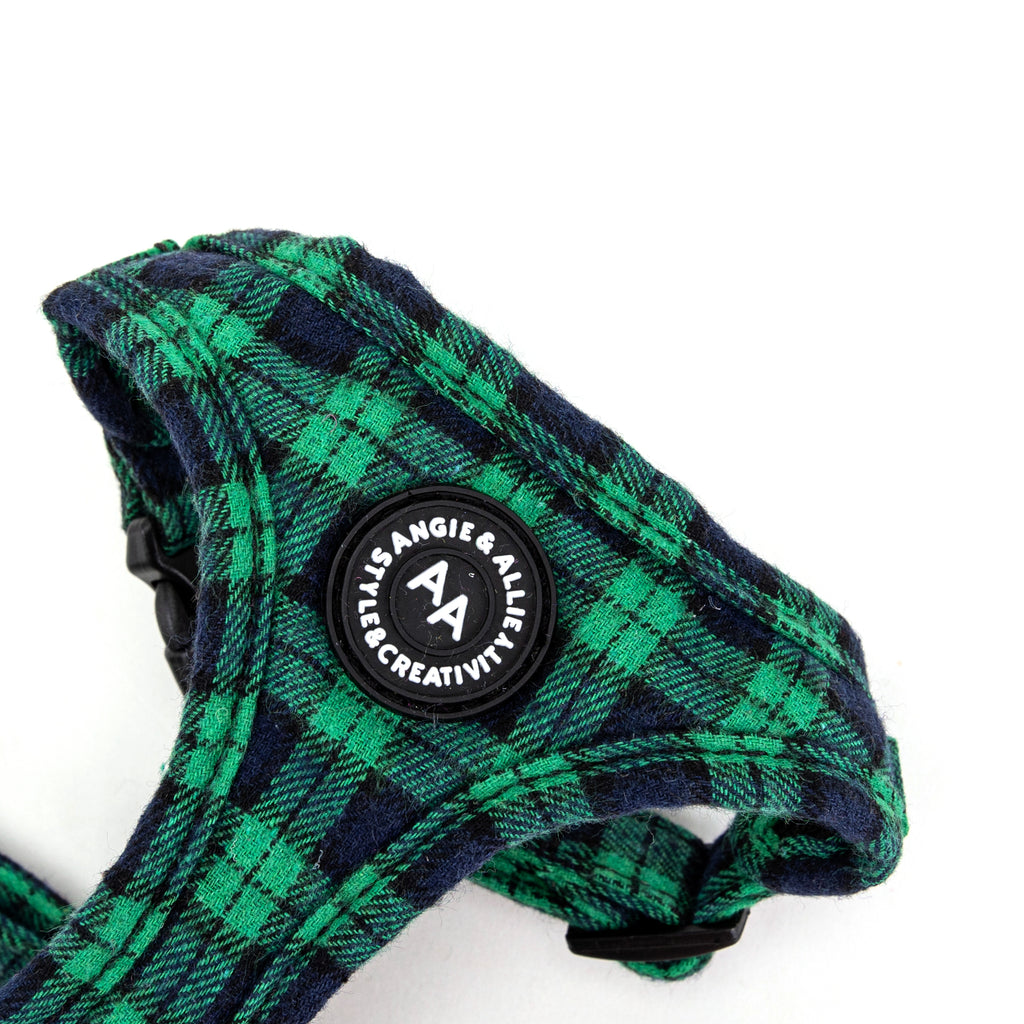 100% Cotton Adjustable No Pull Dog Harness Rose Gold  Black Watch Lime detail