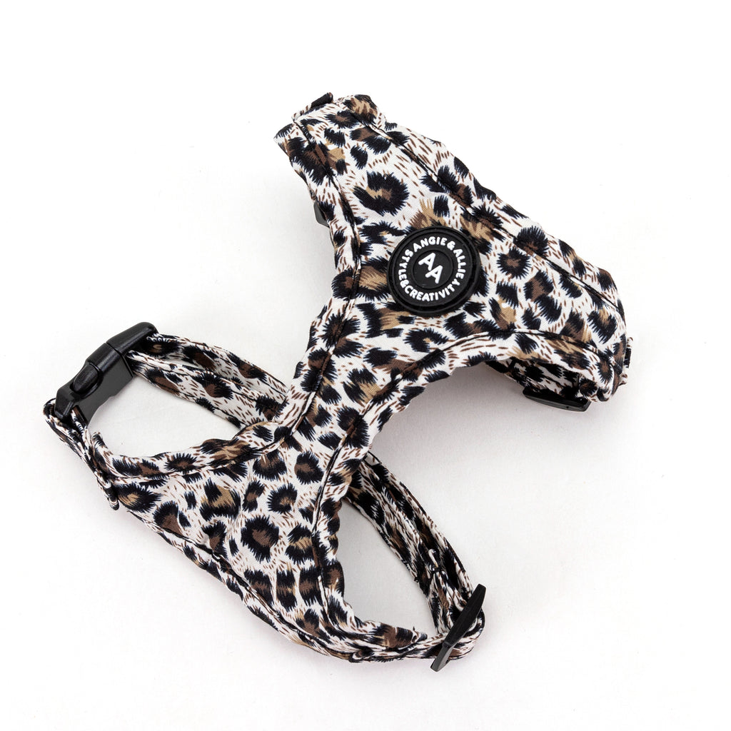 100% Cotton Adjustable No Pull Dog Harness Rose Gold   Leopard Brown main