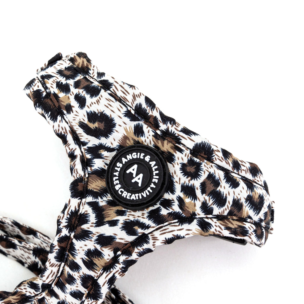 100% Cotton Adjustable No Pull Dog Harness Rose Gold   Leopard Brown detail