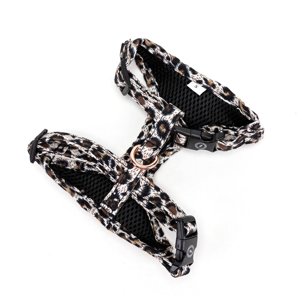 100% Cotton Adjustable No Pull Dog Harness Rose Gold   Leopard Brown back