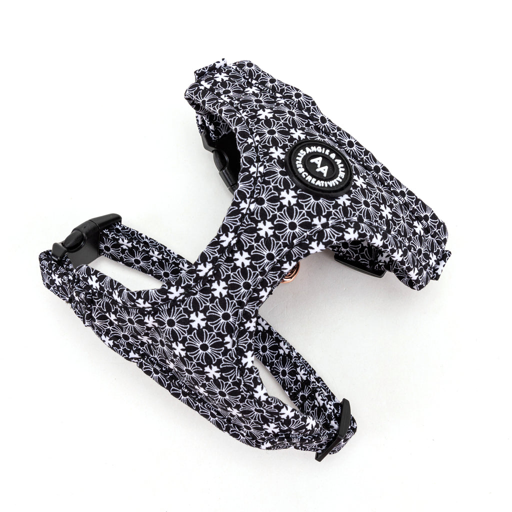 100% Cotton Adjustable No Pull Dog Harness Rose Gold   Chrome Hearts Black main