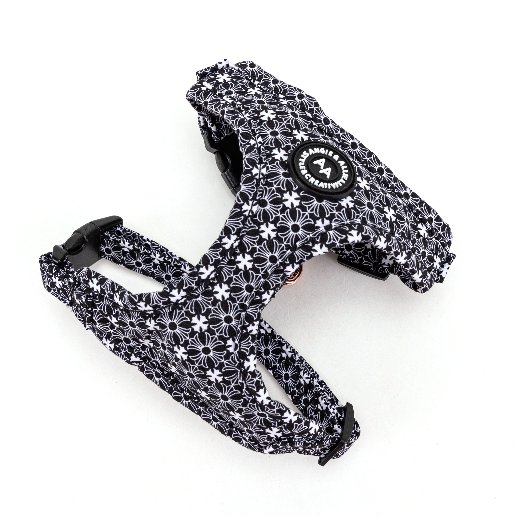 100% Cotton Adjustable No Pull Dog Harness Rose Gold - Chrome