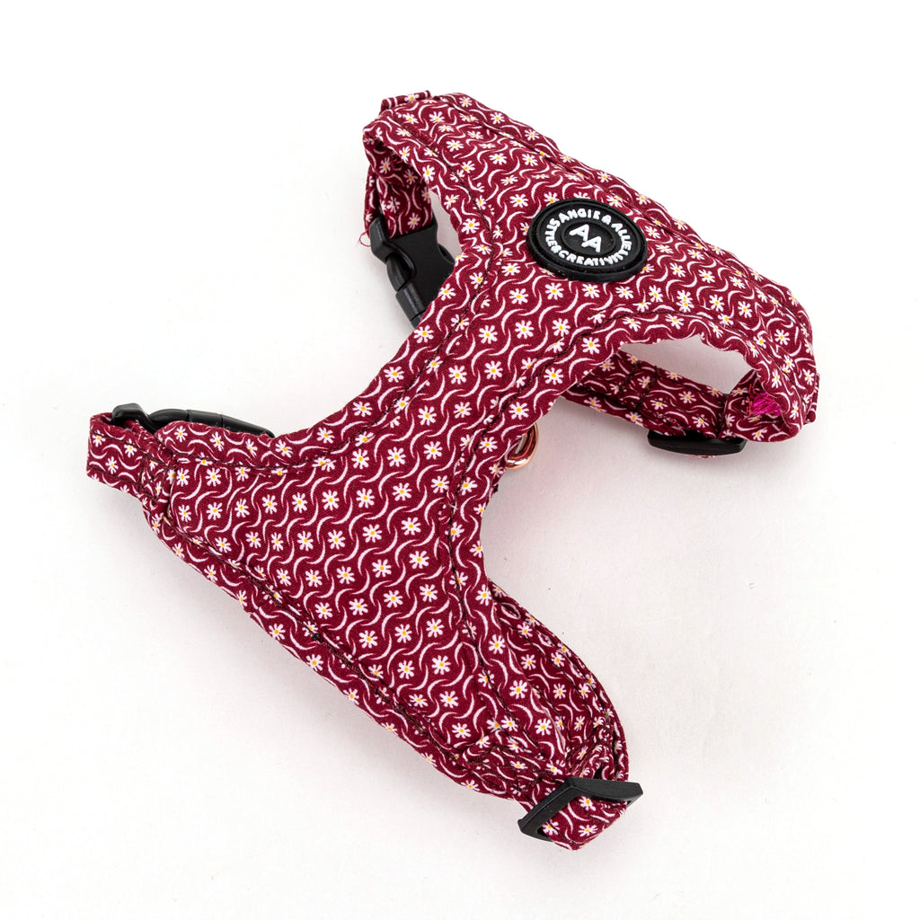 100% Cotton Adjustable No Pull Dog Harness Rose Gold  Heritage Red main
