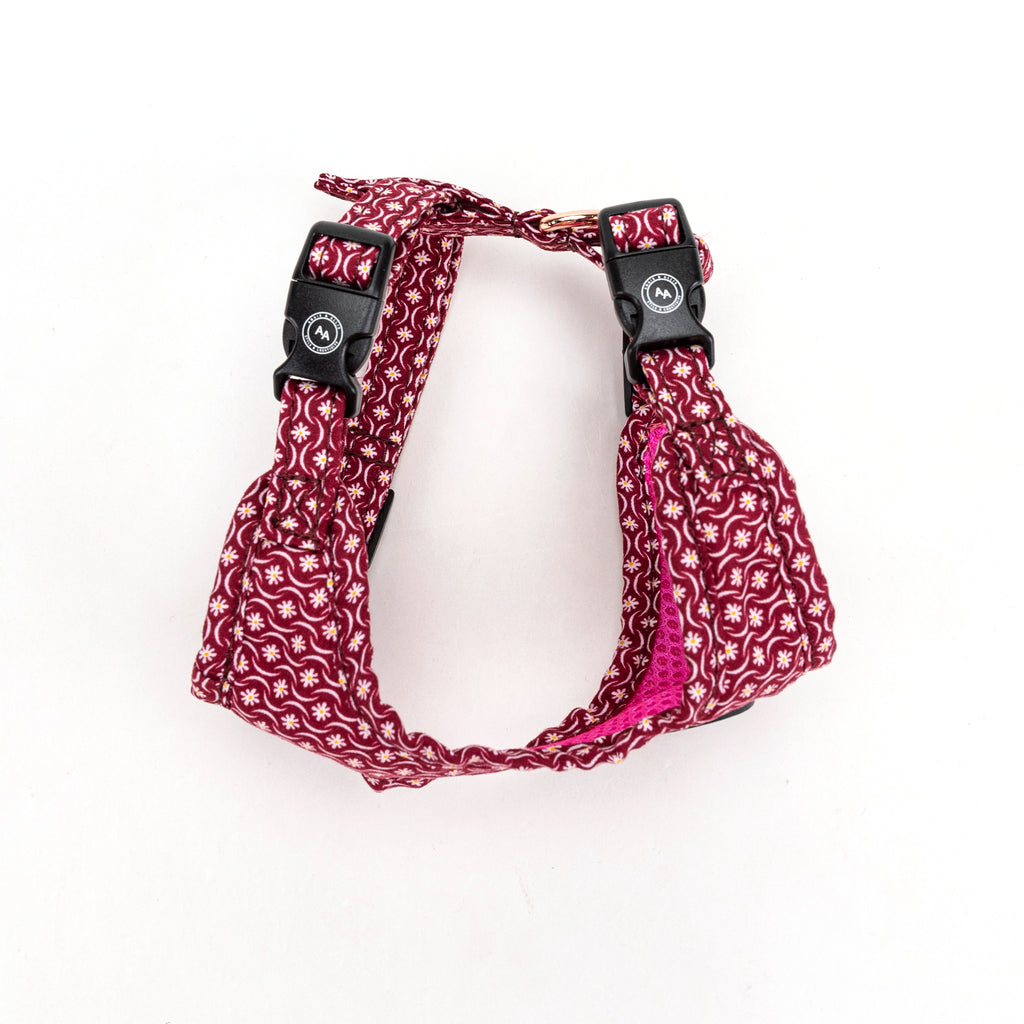 100% Cotton Adjustable No Pull Dog Harness Rose Gold  Heritage Red side