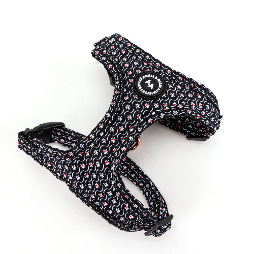 100% Cotton Adjustable No Pull Dog Harness Rose Gold  Heritage Black main