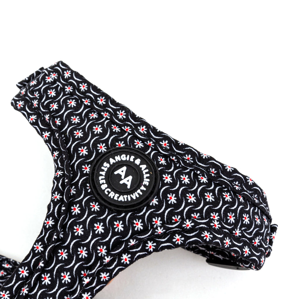 100% Cotton Adjustable No Pull Dog Harness Rose Gold  Heritage Black detail