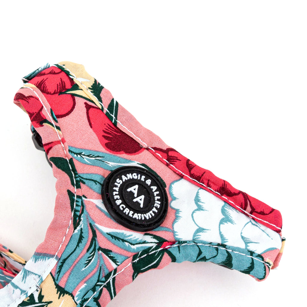 100% Cotton Adjustable No Pull Dog Harness Rose Gold   Romantic Rose detail