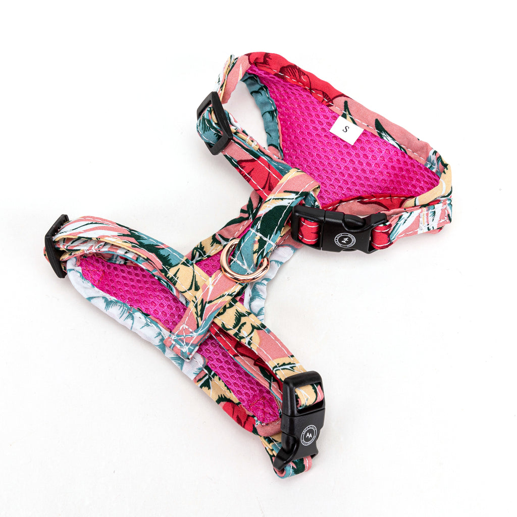 100% Cotton Adjustable No Pull Dog Harness Rose Gold   Romantic Rose back