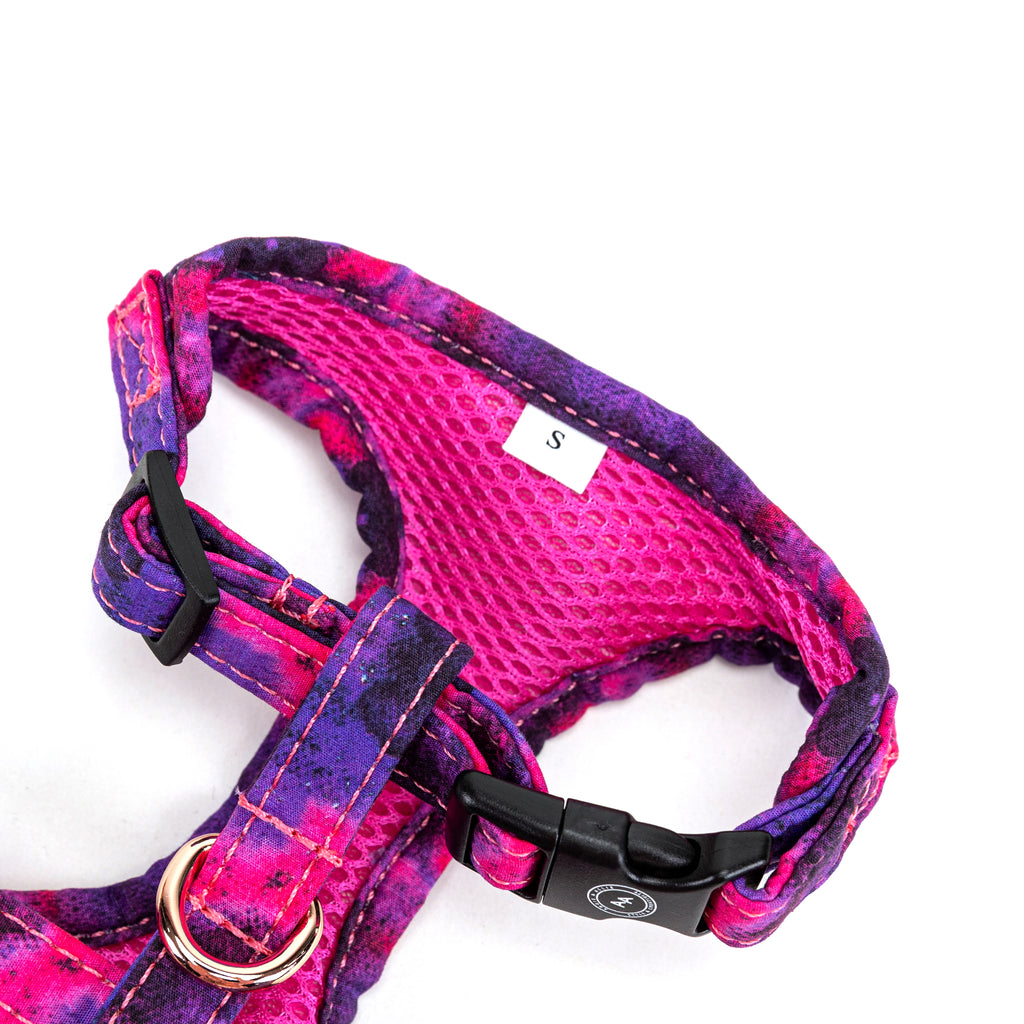 100% Cotton Adjustable No Pull Dog Harness Rose Gold   Galaxy buckle