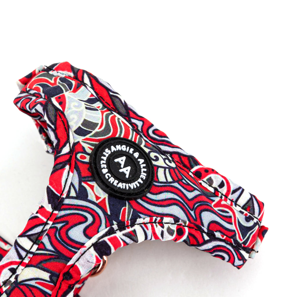 100% Cotton Adjustable No Pull Dog Harness Rose Gold   Impressionist detail