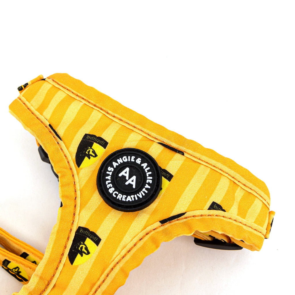 100% Cotton Adjustable No Pull Dog Harness Rose Gold  Harry Potter Hufflepuff Pride detail