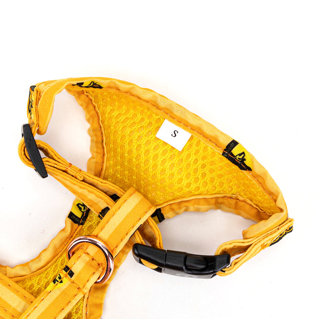 100% Cotton Adjustable No Pull Dog Harness Rose Gold  Harry Potter Hufflepuff Pride buckle