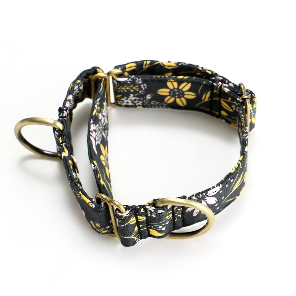 100% Cotton Martingale Dog Collar Brass  Daisy main