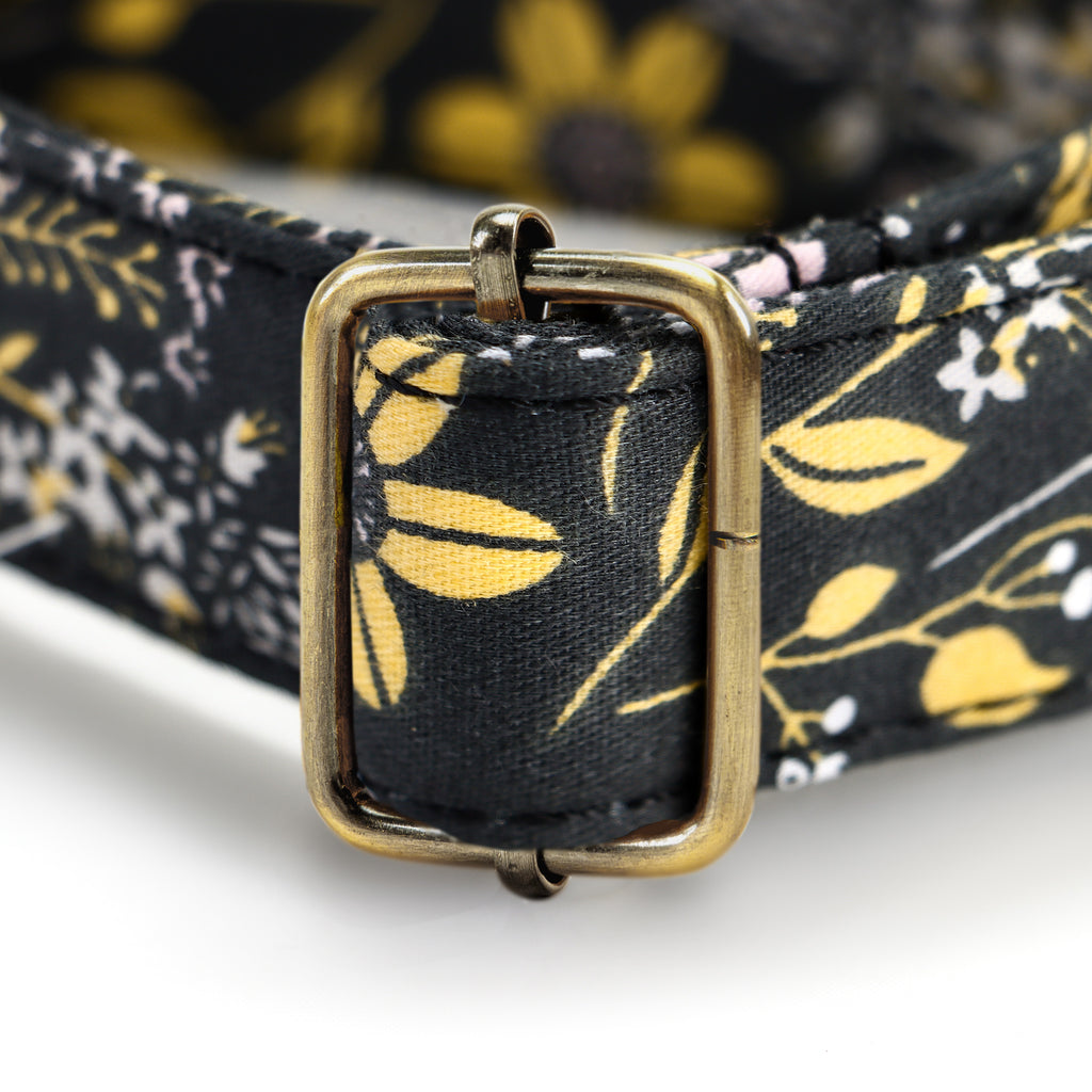 100% Cotton Martingale Dog Collar Brass  Daisy hardware